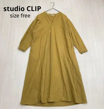 studio CLIP 플란넬 밴드 카라 긴팔 셔츠 원피스