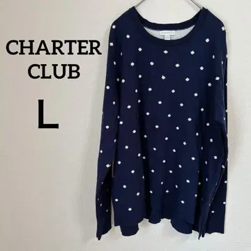 CHARTER CLUB [ L ] 네이비 도트 긴팔 니트