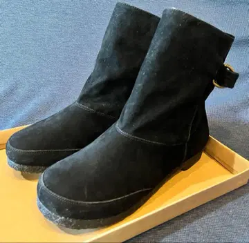 블랙 스웨이드 버클 숏부츠