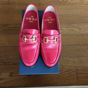 EVISU 야마네 신발 가게 로퍼 빨간색 24.5cm 골드 금장 장식