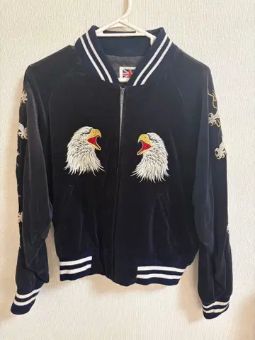 [레어] 빈티지 스카잔 벨로아 힙한 요코스카 럭셔리 자수 블랙