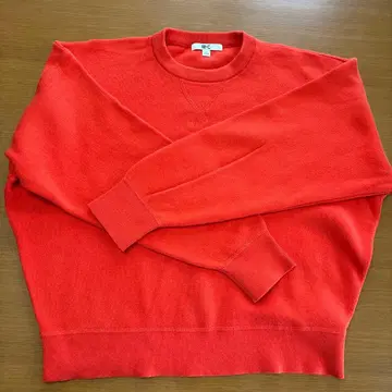 UNIQLO 스무스 코튼 크루넥 스웨터 오렌지