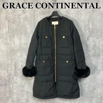 GRACE CONTINENTAL 노카라 트리밍 다운 코트 36