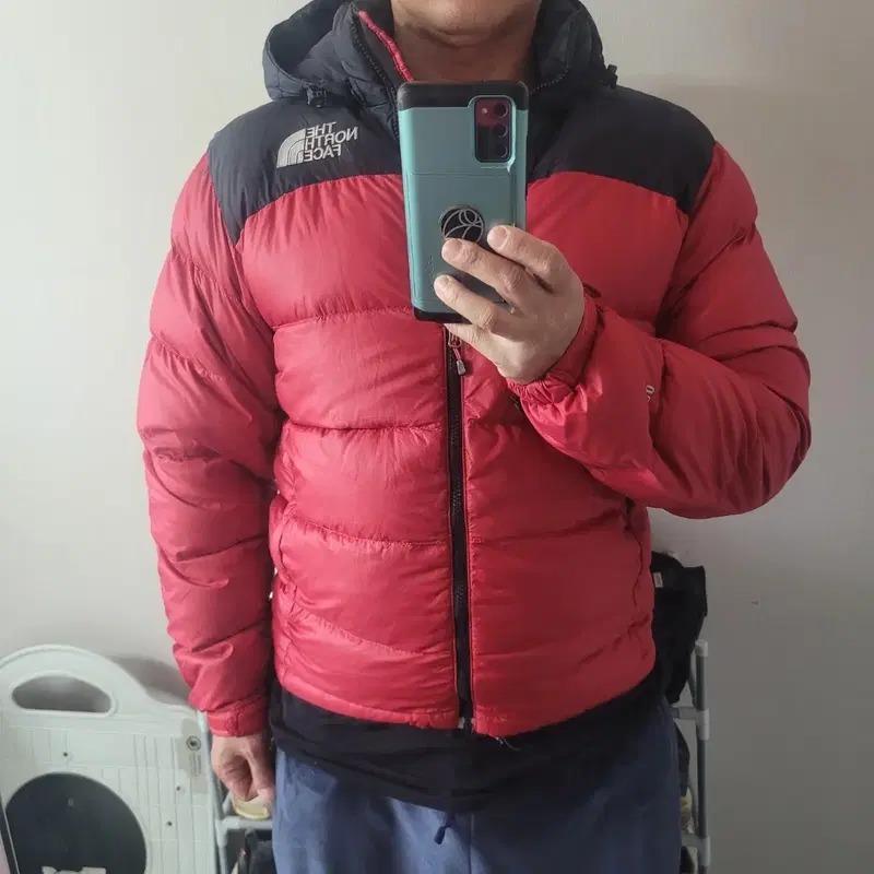 노스페이스 700 눕시 패딩 자켓 레드
