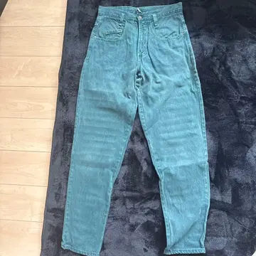 EUNINA 하이웨스트 그린 데님 팬츠