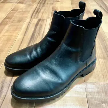 고급 가죽 사이드 고어 부츠 블랙 28cm