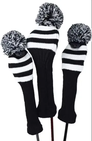 골프 헤드커버 3개 화이트 블랙 드라이버 커버 페어웨이 우드