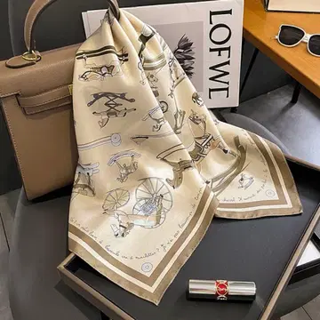 스카프 65 x 65 실크 100% 말 정사각형 여성용 호스 목마 고급