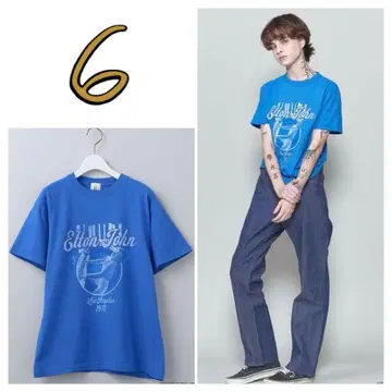 6(ROKU) 엘튼 존 피아노 베이스볼 티셔츠