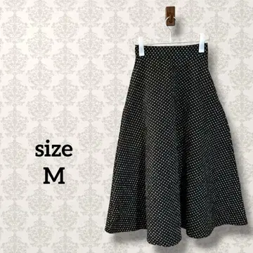 [ M ] 도트 롱 플레어 스커트 엠보싱 원단 모노톤 심플 올 패턴