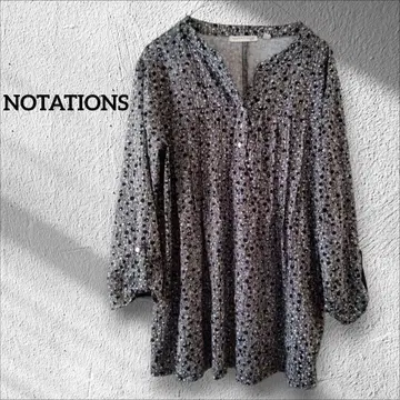 1점 한정 NOTATIONS PETITE 도트 무늬 긴팔 셔츠 상의 블랙