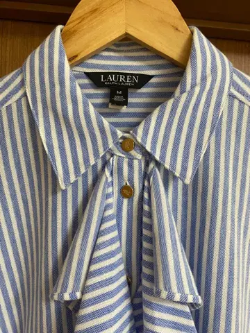 LAUREN 프릴 스트라이프 셔츠