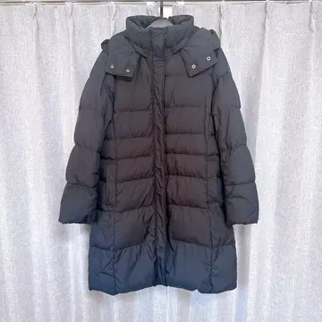 블랙 라이트 웨이트 다운 후디드 코트 집업 자켓