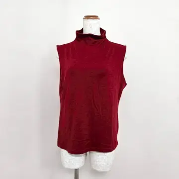 t.b 울 100% 슬리브리스 하이넥 티셔츠 레드 (40)