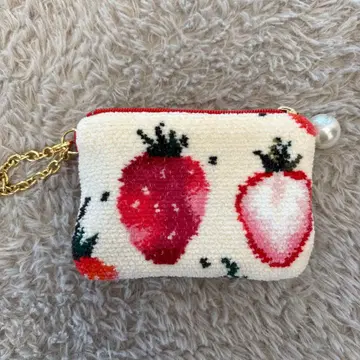 페이러 스트로베리 도트 키&카드 파우치