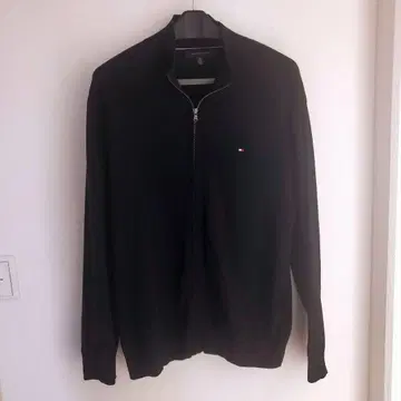 타미힐피거 풀 집업 가디건 블랙 XL