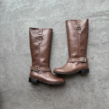 [ 미사용 새상품 ] nugu 롱 부츠 엔지니어 부츠 브라운