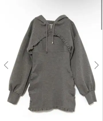 BUBBLES 크롭 후드티 레이어드 원피스 그레이