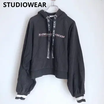 마우지 스튜디오웨어 긴팔 후드티 후드 크롭 기장 블랙 캐주얼