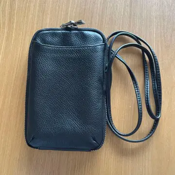 블랙 가죽 스마트폰 숄더백