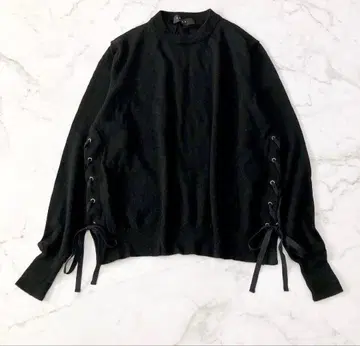 SACRA 사쿠라 사이드 레이스업 니트 울 100% 블랙 38