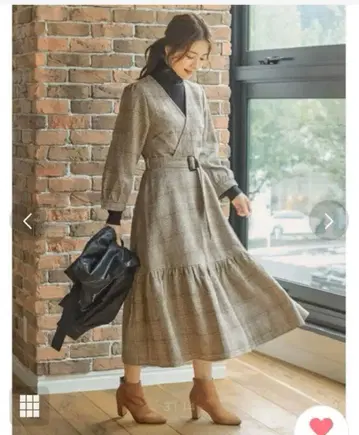 Re:EDIT 울 혼방 글렌체크 패턴 카슈쿨 원피스