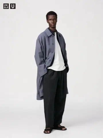 유니클로 U 라이트웨이트 맨투맨 와이드 팬츠 블랙 M