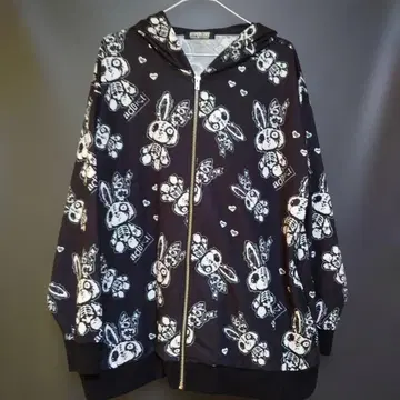 하이퍼 코어 해골 토끼 후드티