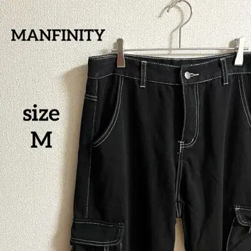 vintage [ MANFINITY ] 카고 팬츠 블랙 데님 스티치