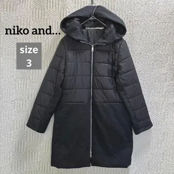니코앤드 충전솜 절개 코트 후드 부착 블랙