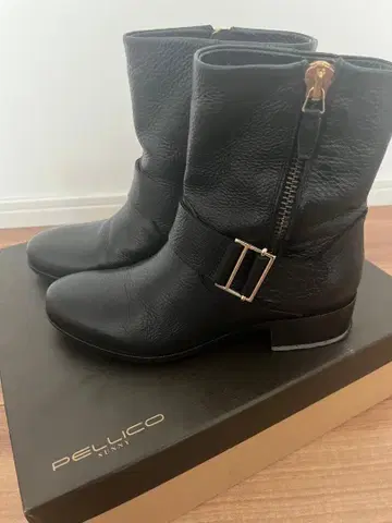 PELLICO SUNNY 블랙 가죽 엔지니어 부츠