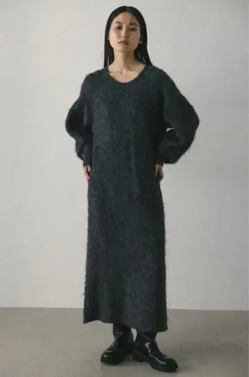 미사용 택 포함 믹스 샤기 니트 원피스 style mixer 그레이