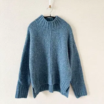 새상품급 Maglia Plus 알파카 하이넥 니트 와이드 풀오버