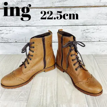 ing 윙 팁 미들 부츠 22.5cm 브라운 사이드 지퍼
