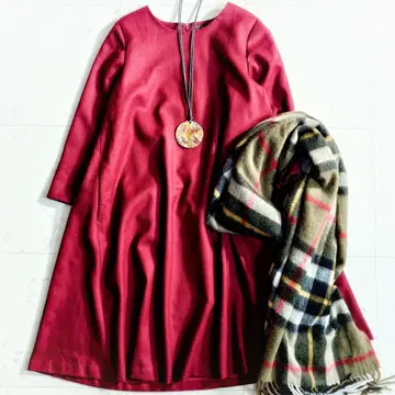 컨디션 최상 정가 2.4만 데미룩스 빔즈 울 A라인 원피스 보르도