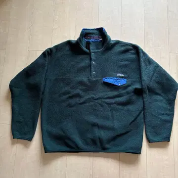 파타고니아 스냅T 짙은 녹색 눈 없음 택 XL 자메이카 제조 90년대