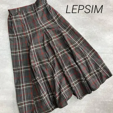 새상품급 렙심 롱 스커트 체크 그레이 빨간색 플레어 스커트 f