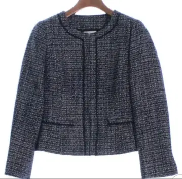 INDIVI 네이비 트위드 노카라 자켓 인디비