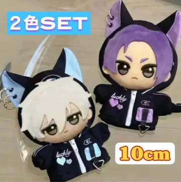 10cm 옷 봉제 인형옷 SD 인형 후드티 2벌 세트 보라색 스카이블루