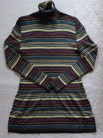 ZEROZONE 믹스 스트라이프 터틀넥 니트 FREE