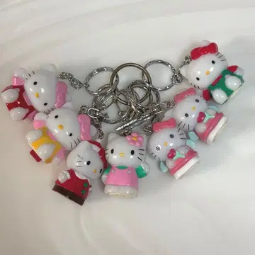 새상품급 헬로키티 산리오 입체 키링 7개 세트 헤이세이 레트로