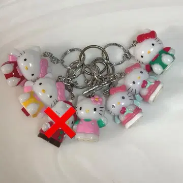 새상품급 헬로키티 산리오 입체 키링 6개 세트 헤이세이 레트로