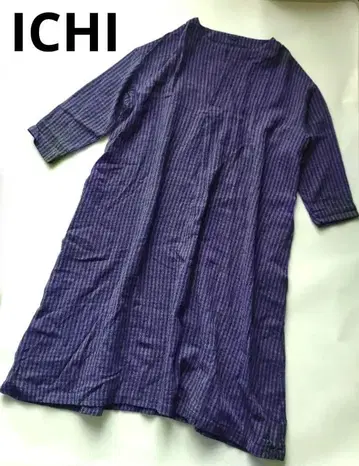 [ 새상품급 ] ICHI 이치 울 롱 원피스 체크 얇은 소재 프리