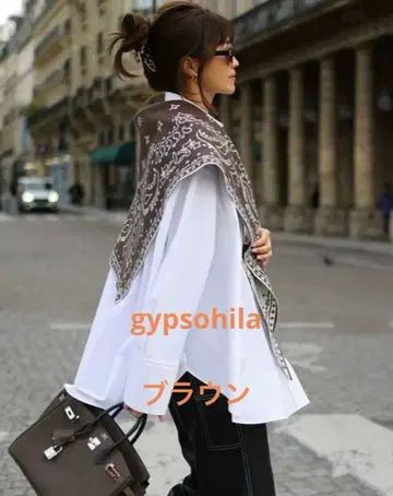 gypsohila 반다나 패턴 스톨 브라운