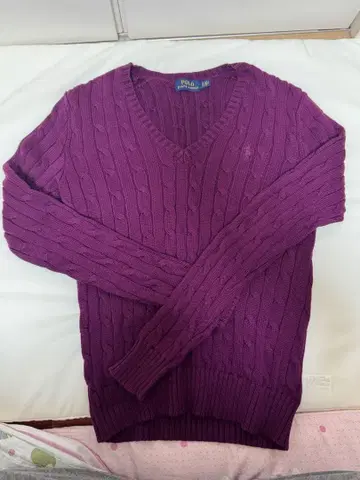 폴로 랄프로렌 케이블 니트 V넥 스웨터