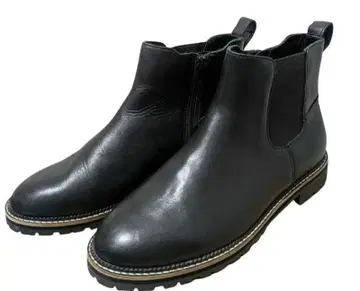 새상품급 LANDS'END 가죽 사이드 고어 부츠 38 (24.5) 블랙