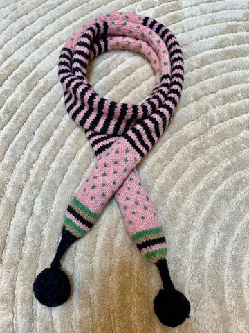 Paul Smith 울 100% 머플러 핑크 계열 폼폼 포함