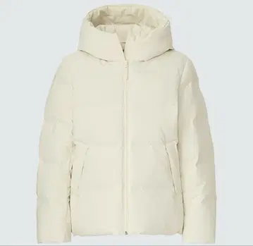 유니클로 심리스 다운 후드티 화이트 L