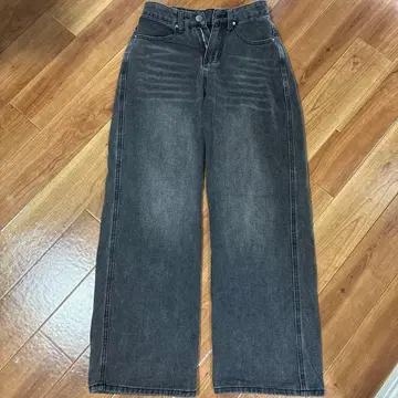 다크 그레이 와이드 레그 데님 S