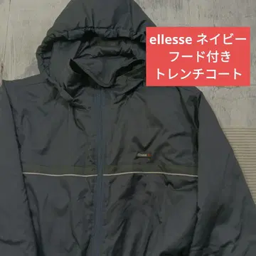 W1148 ellesse 네이비 후드 부착 트렌치코트 탈부착 가능
